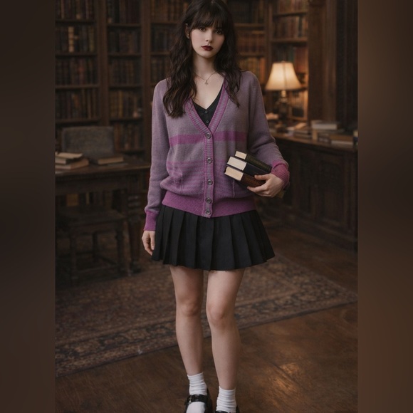 Heritage 1981 Sweaters - Y2K Cardigan Heritage 1981 Med Dark Academia Colligate Elevated Indie Twee